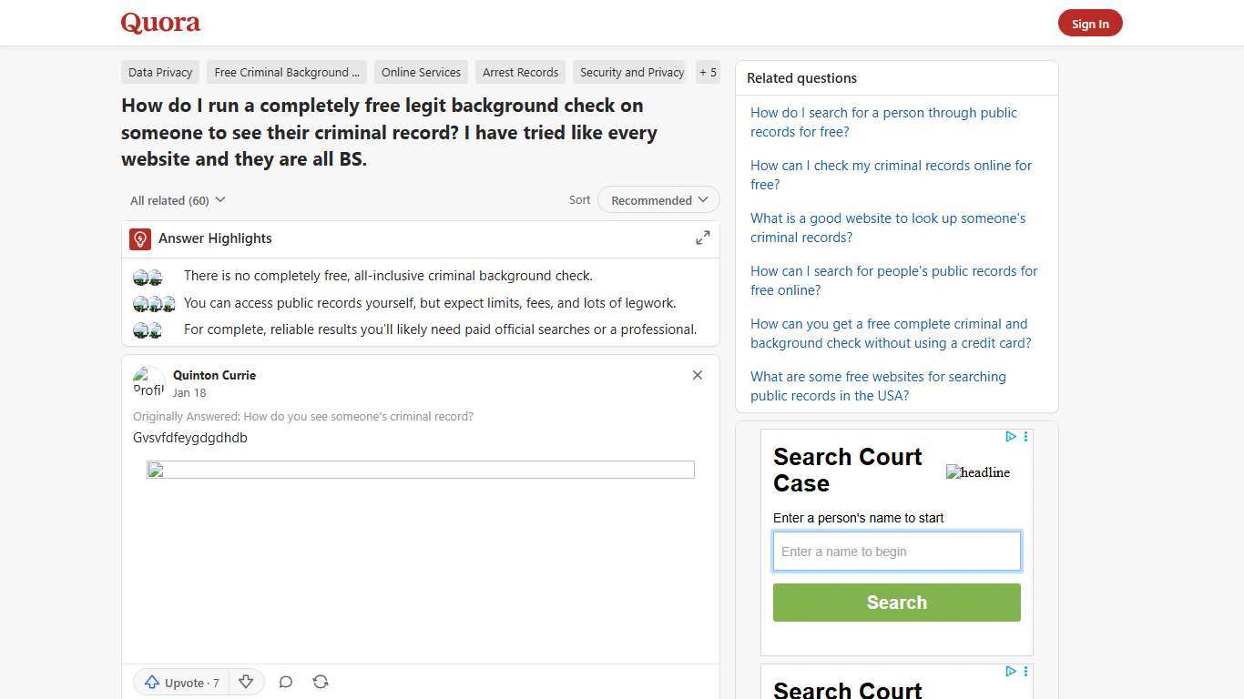How to run a completely free legit background check on someone to see their criminal record - Quora
